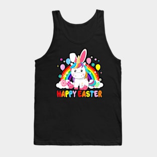 Easter Cute Unicorn Wearing Bunny Ears Easter Eggs Tank Top